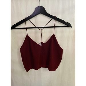 Colsie Sparkly Brick Red Crop Tank